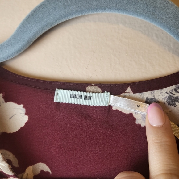 UO Kimchi Blue Deep Red Floral Babydoll Blouse - Picture 7 of 7